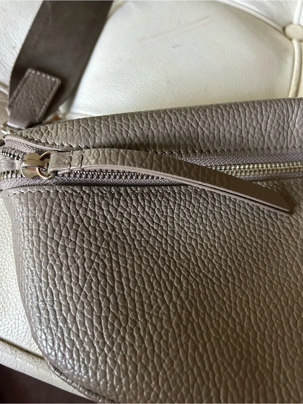 Quince Taupe Pebbled Leather Crossbody Belt Bag - Picture 2 of 6